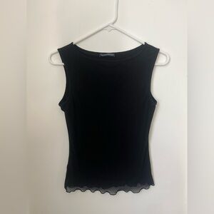 Brandy Melville Elegant Black Sleeveless Top Boat Neck In Good Condition